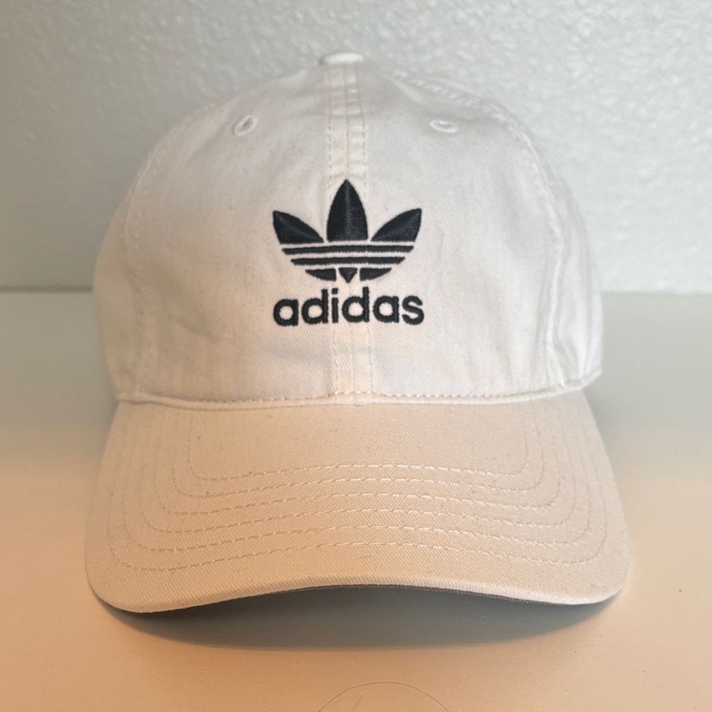 Adidas White and Black Logo Cap